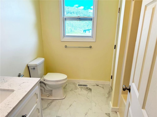 110 Suncrest Terrace Rd, Norwich-Town, NY 13815 - bathroom with marble finish floors, baseboards, toilet, and vanity