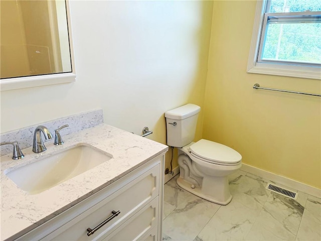 110 Suncrest Terrace Rd, Norwich-Town, NY 13815 - half bath with toilet, marble look tiles, baseboards, and vanity