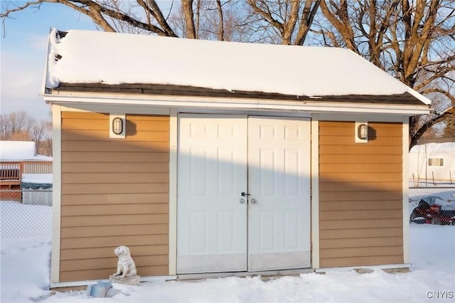 view of snow covered structure