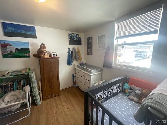 bedroom featuring light hardwood / wood-style flooring