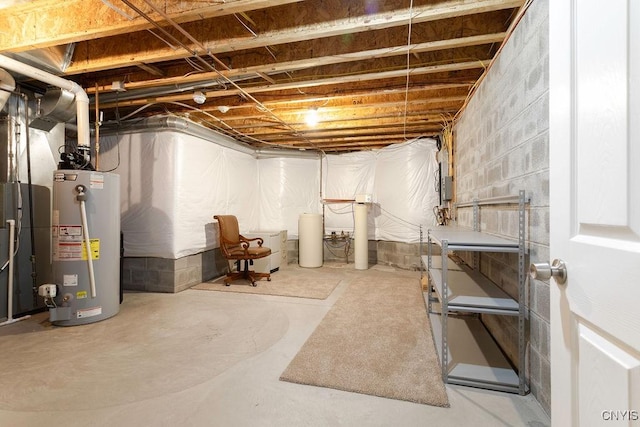 basement with water heater