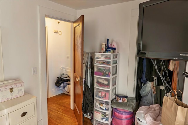 bedroom with light wood-type flooring