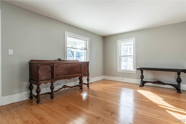 misc room with light hardwood / wood-style flooring and plenty of natural light