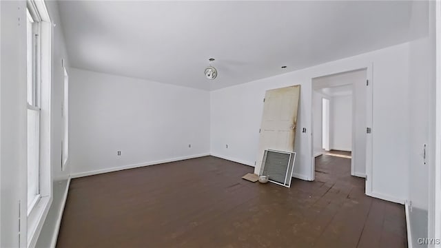 spare room with dark hardwood / wood-style floors