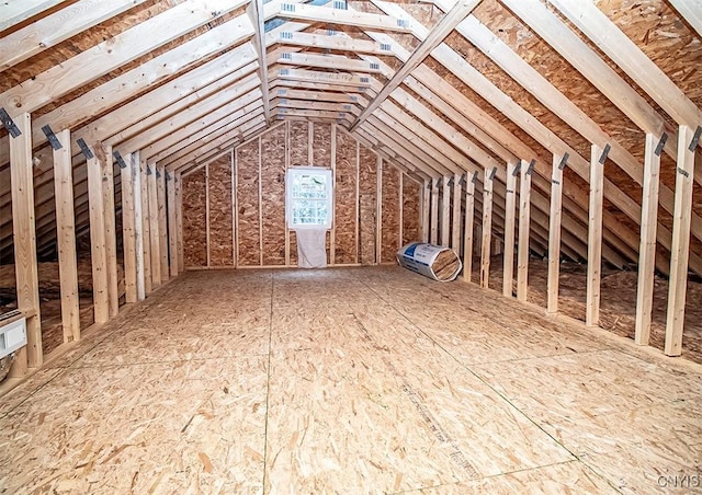 view of unfinished attic