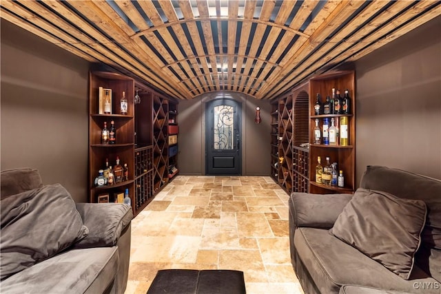 view of wine cellar