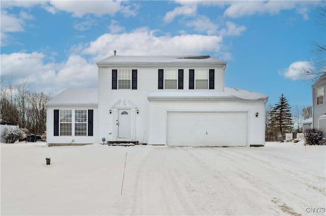 view of front property with a garage