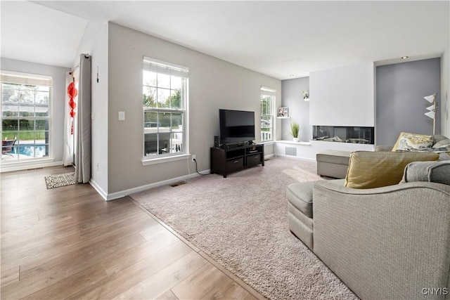 living room with hardwood / wood-style flooring