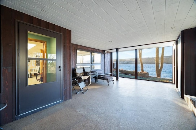 11995 E Lake Rd, Wayne, NY 14840 - sunroom / solarium featuring a water view and wood walls