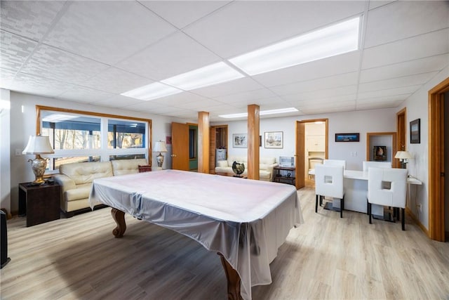 11995 E Lake Rd, Wayne, NY 14840 - rec room featuring billiards, light wood finished floors, and a drop ceiling