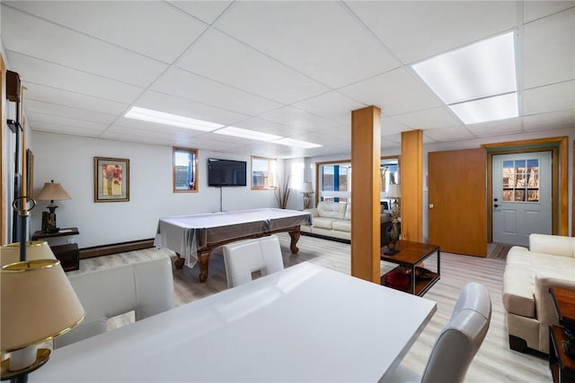 11995 E Lake Rd, Wayne, NY 14840 - game room with light wood-style floors, pool table, and a drop ceiling