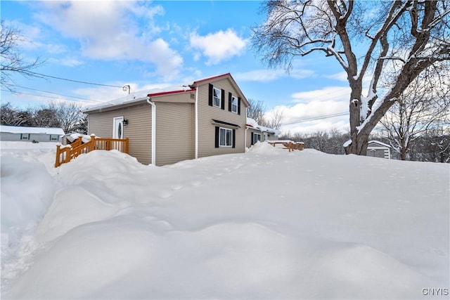 view of snow covered exterior