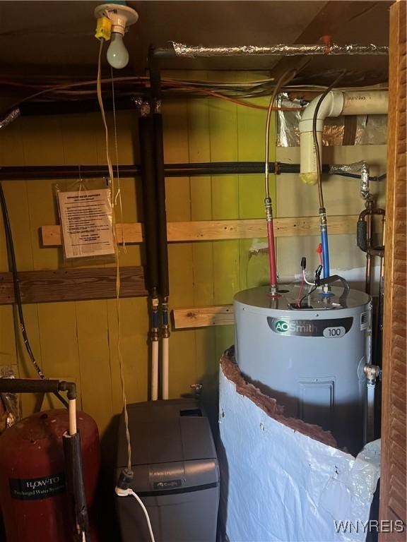 utility room with water heater