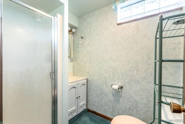 bathroom featuring walk in shower