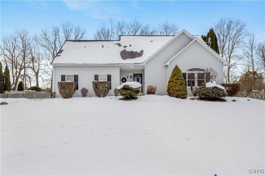 view of snow covered property