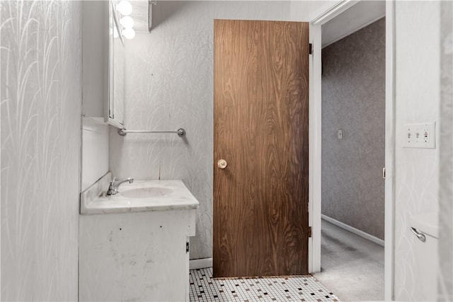 bathroom with vanity and tile patterned floors