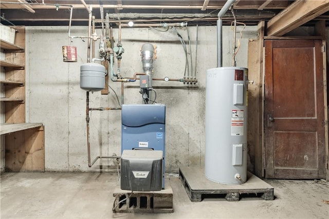 utility room featuring water heater