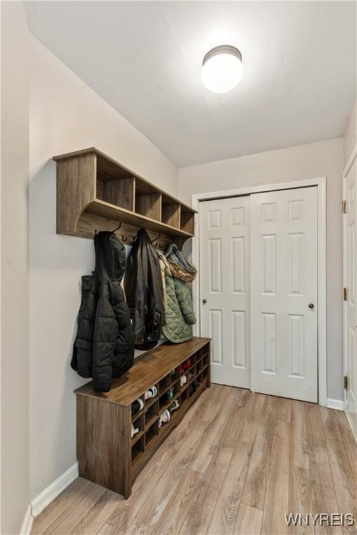 mudroom featuring light hardwood / wood-style flooring