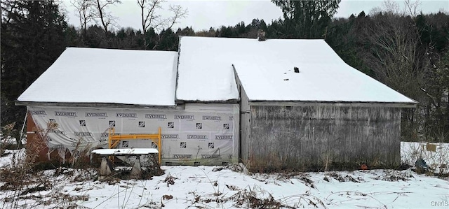 view of snow covered property