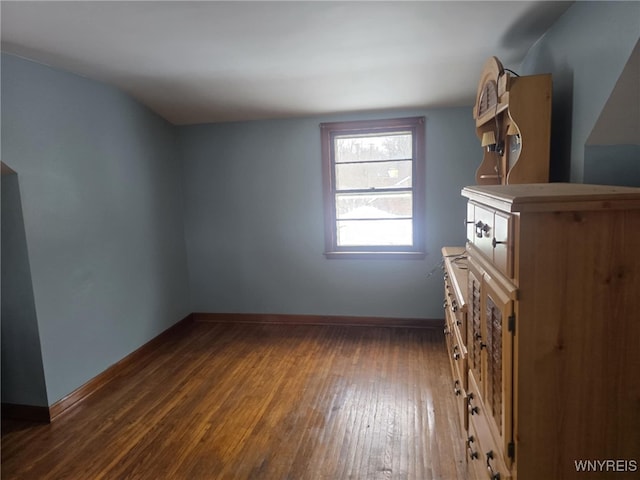 interior space with dark hardwood / wood-style flooring