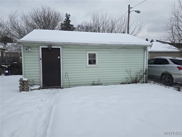 view of snow covered structure