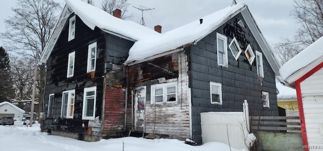 view of snow covered exterior