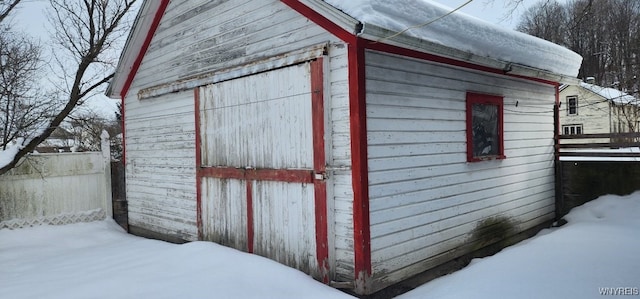 view of snow covered structure