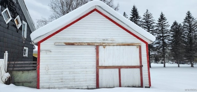 view of snow covered structure