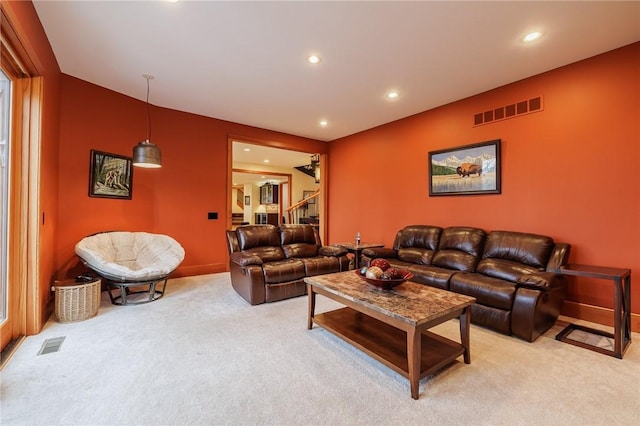 living room with carpet floors