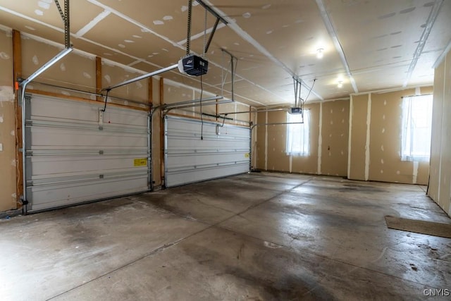 garage with a garage door opener