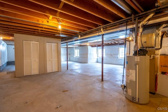 basement with water heater