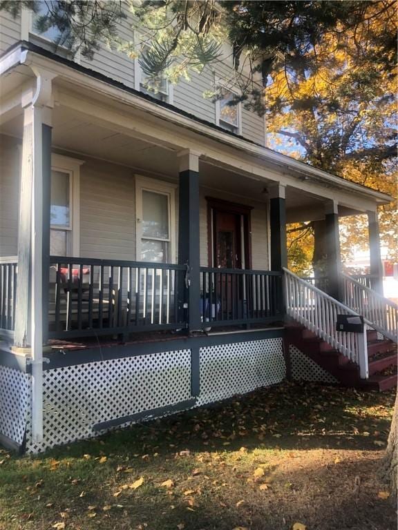 exterior space with covered porch