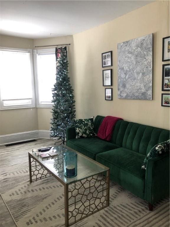 living room with hardwood / wood-style floors