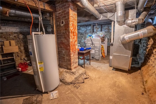 utility room with water heater