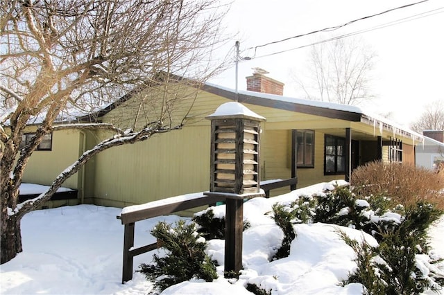 view of snow covered exterior