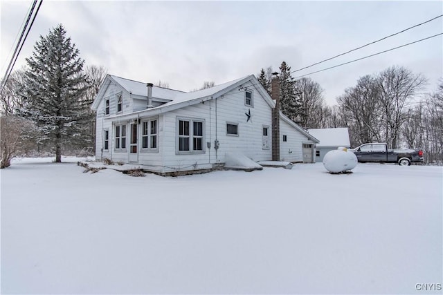 view of snow covered property