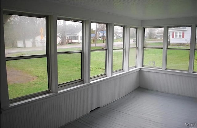 view of unfurnished sunroom