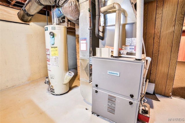 utilities featuring gas water heater and heating unit