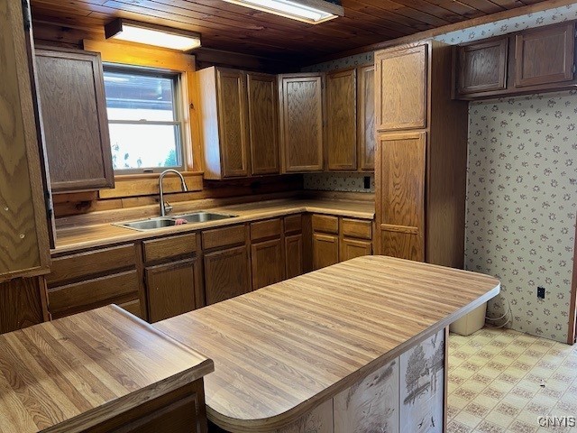 kitchen featuring sink and wood ceiling