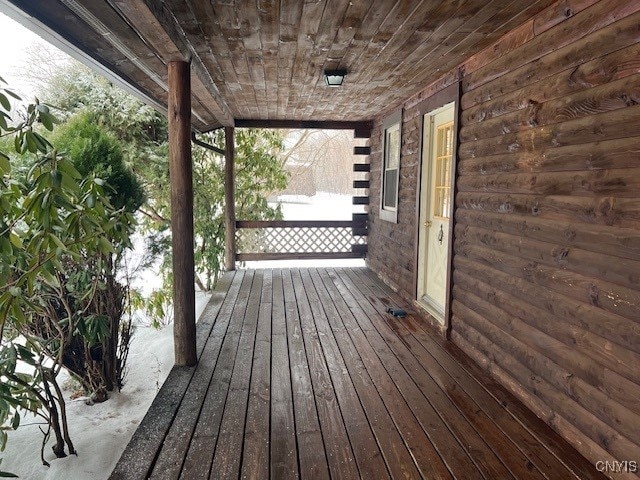 deck with covered porch