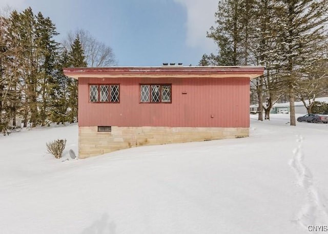 view of snow covered structure