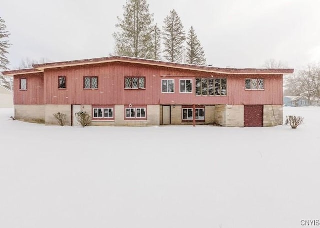 view of snow covered property