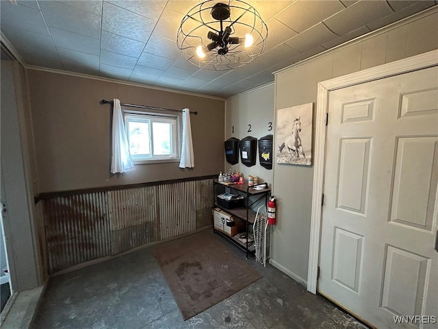 basement with crown molding