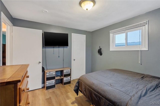 bedroom with light hardwood / wood-style floors