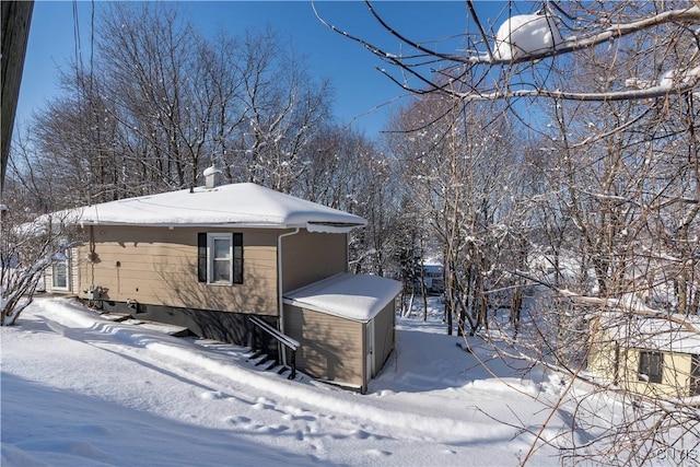 view of snowy exterior