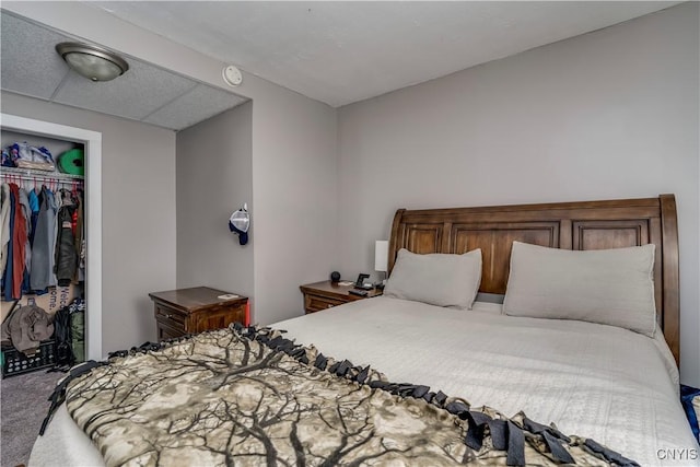 carpeted bedroom featuring a closet