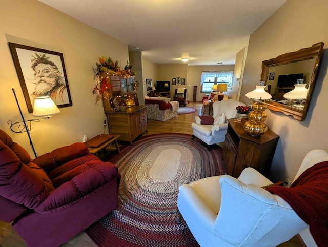 living room featuring hardwood / wood-style flooring