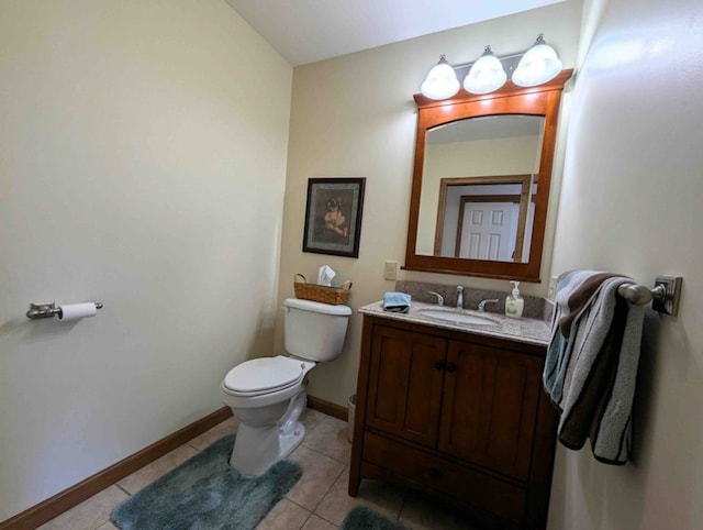 bathroom with tile patterned floors, toilet, and vanity