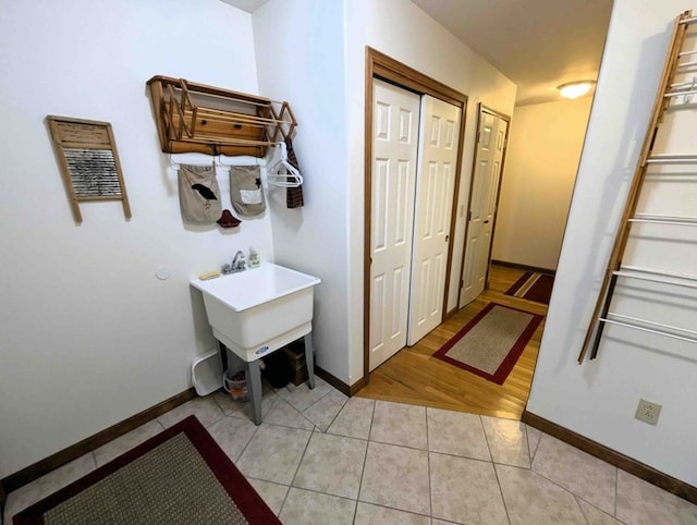 bathroom with tile patterned flooring