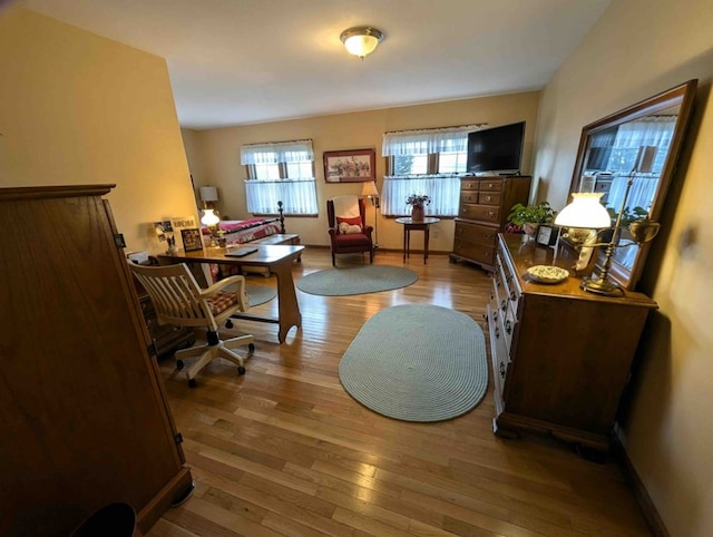 home office featuring wood-type flooring